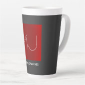 Monogram Elegant Rood Grijs Naam toevoegen Initial Latte Mok (Rechterhoek)