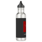 Monogram Elegant Rood Grijs Naam toevoegen Initial Waterfles (Links)