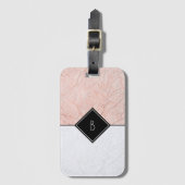Monogram Elegant Roos Gold Grey Marble Bagagelabel (Voorkant (verticaal))