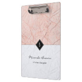 Monogram Elegant Roos Gold Grey Marble Cliboard Klembord (Links)