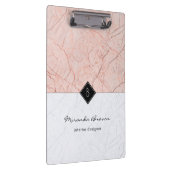 Monogram Elegant Roos Gold Grey Marble Cliboard Klembord (Rechts)