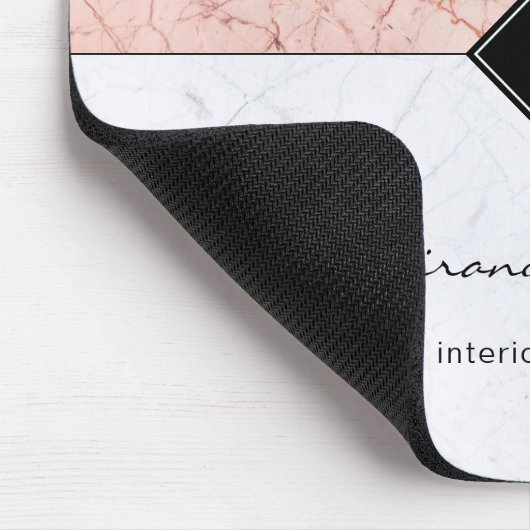 Monogram Elegant Roos Gold Grey Marble Mousepad Muismat (Hoek)