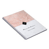 Monogram Elegant Roos Gold Grey Marble Notitieboek (Rechterzijde)