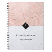 Monogram Elegant Roos Gold Grey Marble Notitieboek (Voorkant)