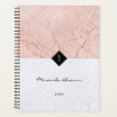 Monogram Elegant Roos Gold Grey Marble Planner (Voorkant)