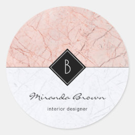 Monogram Elegant Roos Gold Grey Marble Sticker