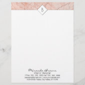 Monogram Elegant Roos Gold Marble Letterhead Persoonlijk Briefhoofd (Voorkant)