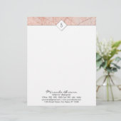 Monogram Elegant Roos Gold Marble Letterhead Persoonlijk Briefhoofd (Staand voorkant)