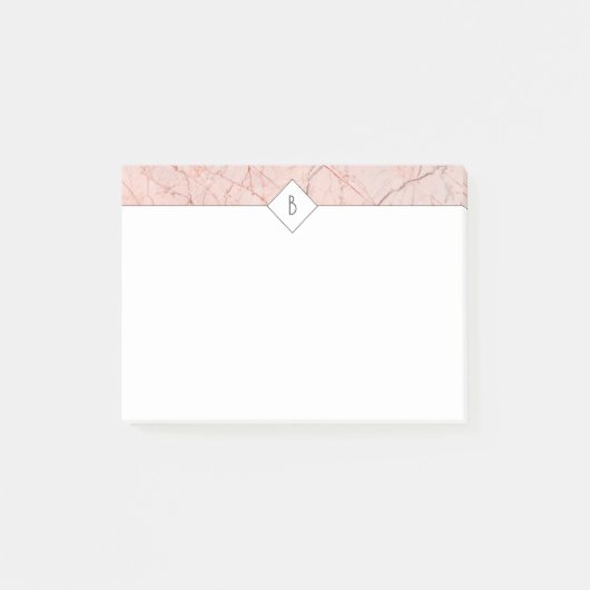 Monogram Elegant Roos Gold Marble Notes (Voorkant)