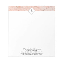 Monogram Elegant Roos Gold Marble Small Notitieblo Notitieblok