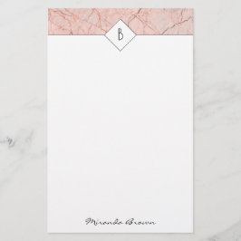 Monogram Elegant Roos Gold Marble Stationery Briefpapier