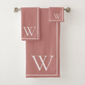 Monogram Elegant Rosy Bruin Minimalistisch Stijlvo Bad Handdoek (Insitu)
