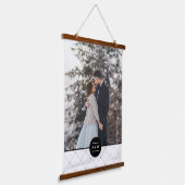 Monogram Elegant Round Lijst Foto Hangend Wandkleed (Gebogen)