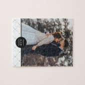 Monogram Elegant Round Lijst Foto Legpuzzel (Horizontaal)