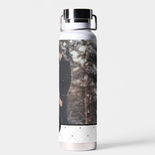 Monogram Elegant Round Lijst Foto Waterfles (Achterkant)