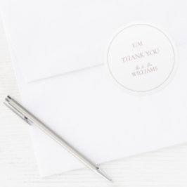 Monogram Elegant Roze Dank u Script Bruiloft Ronde Sticker