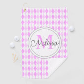 Monogram Elegant Roze Golf Argyle Diamant Patroon Golfhanddoek (Insitu)