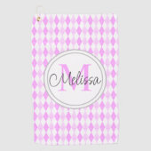 Monogram Elegant Roze Golf Argyle Diamant Patroon Golfhanddoek (Voorkant)
