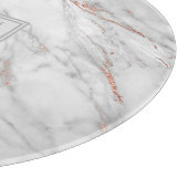 Monogram Elegant Roze Goud Koper Wit Marmer Snijplank (Hoek)