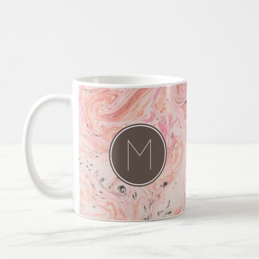 Monogram Elegant Roze Marmer Koffiemok (Links)