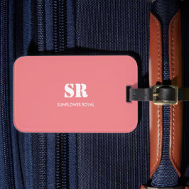 Monogram Elegant roze minimaal Bagagelabel
