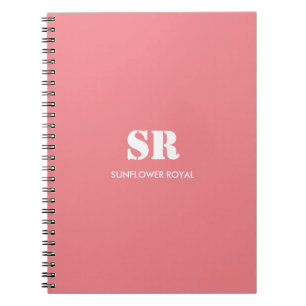 Monogram Elegant roze minimaal Notitieboek