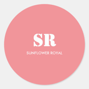 Monogram Elegant roze minimaal Ronde Sticker