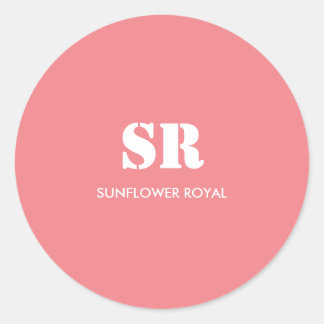 Monogram Elegant roze minimaal Ronde Sticker