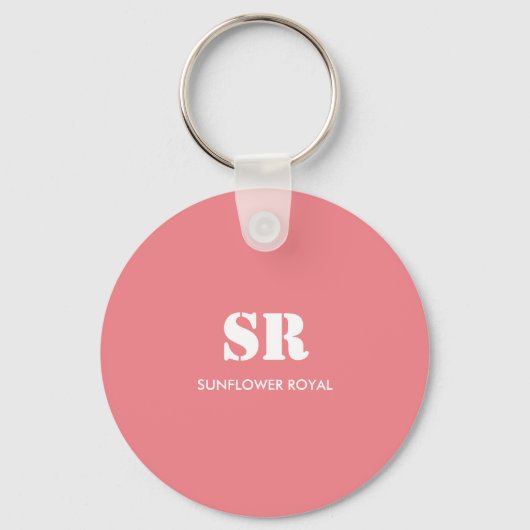 Monogram Elegant roze minimaal Sleutelhanger (Voorkant)