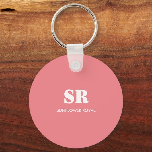 Monogram Elegant roze minimaal Sleutelhanger (Voorkant)