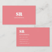 Monogram Elegant roze minimaal Visitekaartje (Voorkant / Achterkant)