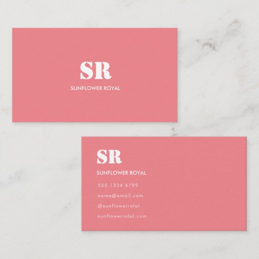 Monogram Elegant roze minimaal Visitekaartje (Voorkant / Achterkant)