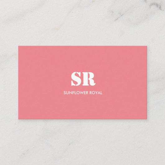 Monogram Elegant roze minimaal Visitekaartje (Voorkant)