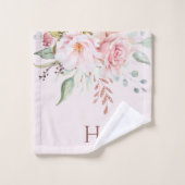 Monogram Elegant Roze Roze Pioen Bloemen Bad Handdoek (Wasdoekje)