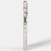 Monogram Elegant Roze Roze Pioen Bloemen Marmer Case-Mate iPhone Case (Achterkant / Rechts)