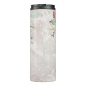 Monogram Elegant Roze Roze Pioen Bloemen Marmer Thermosbeker (Achterkant)