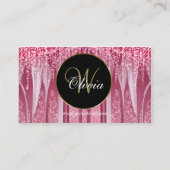 Monogram Elegant Roze Sparkle QR-code Visitekaartje (Achterkant)