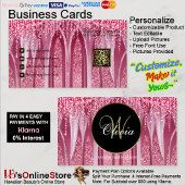 Monogram Elegant Roze Sparkle QR-code Visitekaartje