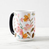  Monogram Elegant Roze Waterverf  Magische Mok (Voorkant links)