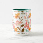  Monogram Elegant Roze Waterverf  Mok (Midden)