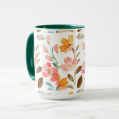  Monogram Elegant Roze Waterverf  Mok (Voorkant links)