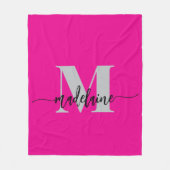 Monogram Elegant Roze Zwart Persoonlijk Fleece Deken (Voorkant)