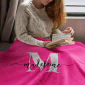 Monogram Elegant Roze Zwart Persoonlijk Fleece Deken