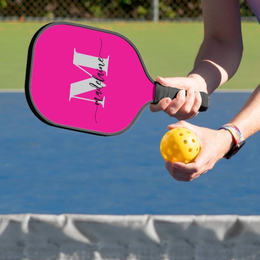 Monogram Elegant Roze Zwart Persoonlijk Pickleball Paddle (Insitu)