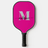 Monogram Elegant Roze Zwart Persoonlijk Pickleball Paddle (Voorkant)