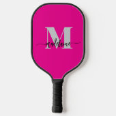 Monogram Elegant Roze Zwart Persoonlijk Pickleball Paddle (Achterkant)