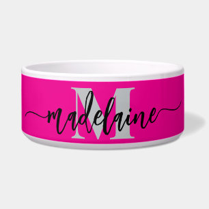 Monogram Elegant Roze Zwart Persoonlijk Voerbakje