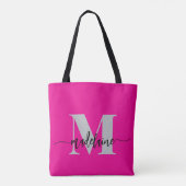 Monogram Elegant Roze Zwart Tote Bag (Achterkant)