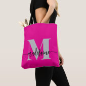 Monogram Elegant Roze Zwart Tote Bag (Dichtbij)
