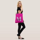 Monogram Elegant Roze Zwart Tote Bag (Op model)